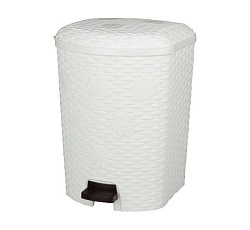 Контейнер д/мусора "Плетенка" 12л (с педалью)(белый)