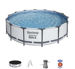 Bestway, Каркасный бассейн Steel Pro Max 427х107см, 13030л, фил.-насос 3028л/ч, лестница, тент