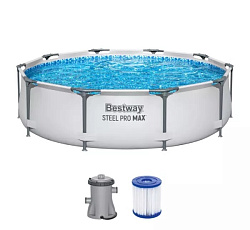 Bestway, Каркасный бассейн Steel Pro Max 305х76см, 4678л, фил.-насос 1249л/ч