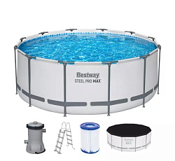 Bestway, Каркасный бассейн Steel Pro Max 366х122см, 10250л, фил.-насос 2006л/ч, лестница, тент