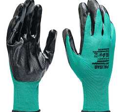 Перчатки полиэфирные с чёрным нитрильным покрытием, размер 9, 13 класс вязки Palisad, 1пара 678655