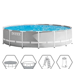 Intex, Каркасный бассейн Prism Frame 457x122см, 16805л, фил.-насос 3785л/ч, лестница, тент, подстилк