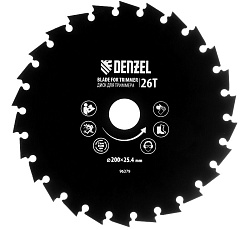 Диск для триммера c долотообразной формой зуба, 200 х 25,4 мм, 26 зубов Denzel 96379
