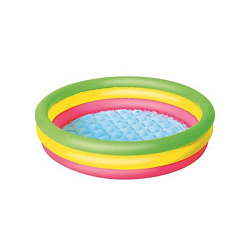 Bestway, Детский надувной бассейн 102х25см "Лето" с надувным дном, 62л, от 2 лет