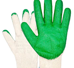 Перчатки трикотажные х/б с двойным обливом, 1 пара