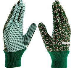 Перчатки садовые х/б ткань с ПВХ точкой, манжет, размер M Palisad, 1 пара 67762